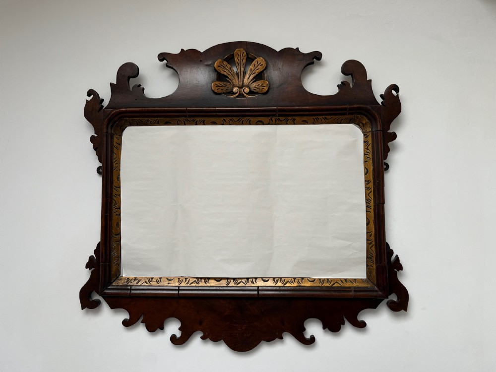 Georgian Walnut Fretwork Mirror View V