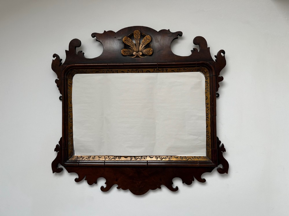 Georgian Walnut Fretwork Mirror View XI