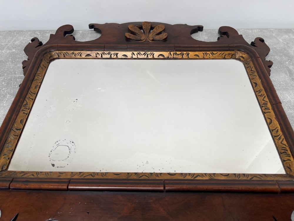 Georgian Walnut Fretwork Mirror View XII