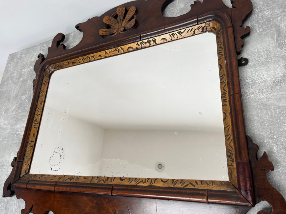 Georgian Walnut Fretwork Mirror View XIV