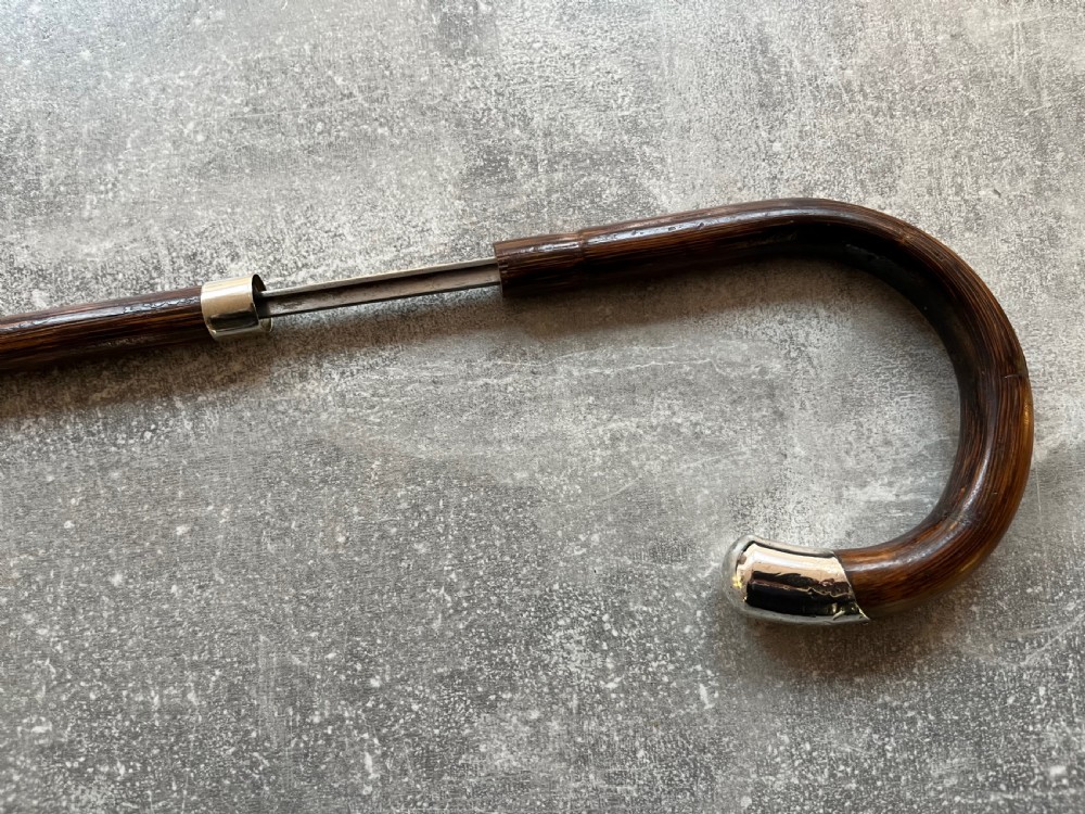 Crook Handled Palmwood Sword Stick with Silver Mounts View III