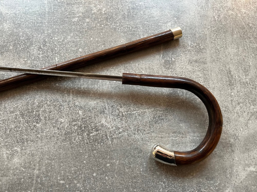 Crook Handled Palmwood Sword Stick with Silver Mounts View IV
