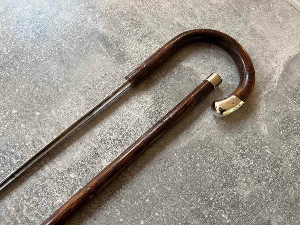 Crook Handled Palmwood Sword Stick with Silver Mounts View VI