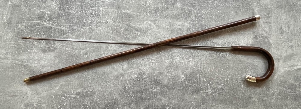 Crook Handled Palmwood Sword Stick with Silver Mounts View IX