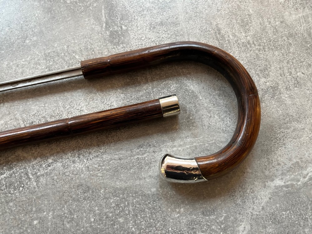 Crook Handled Palmwood Sword Stick with Silver Mounts View X
