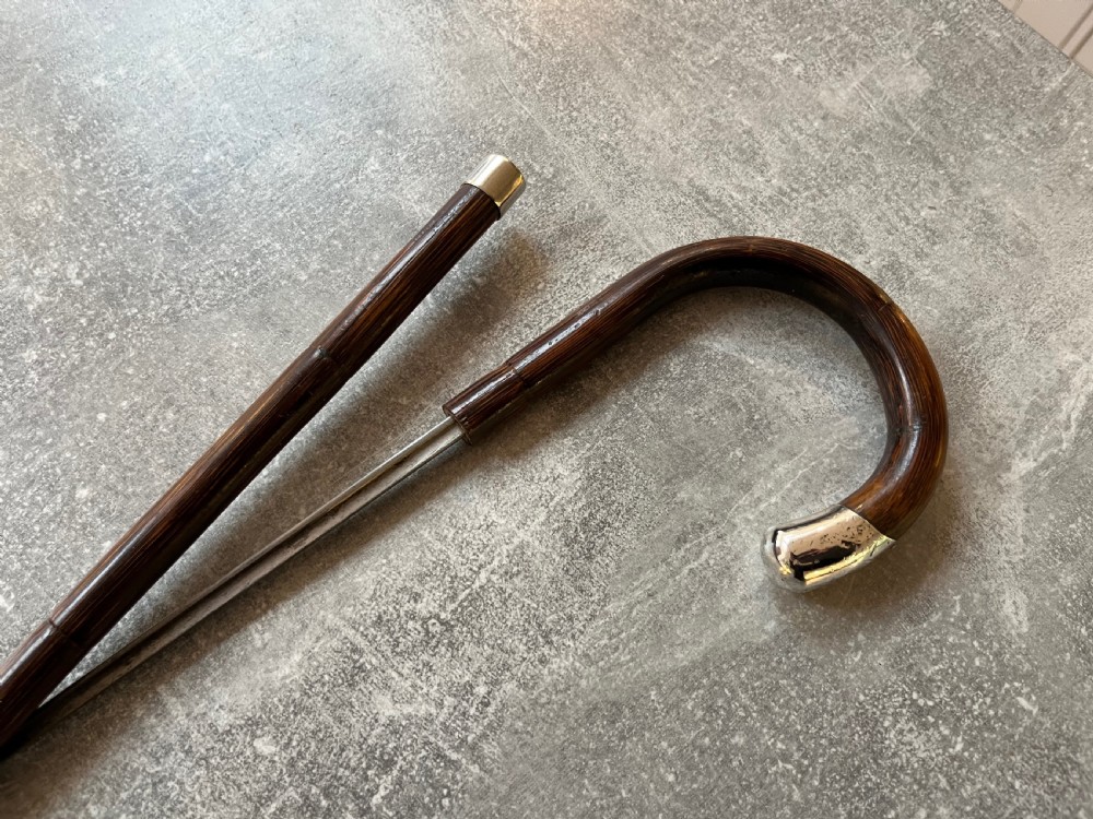 Crook Handled Palmwood Sword Stick with Silver Mounts View XI