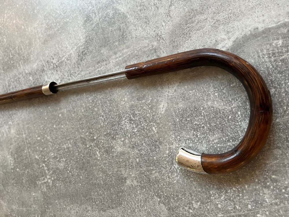 Crook Handled Palmwood Sword Stick with Silver Mounts View XII