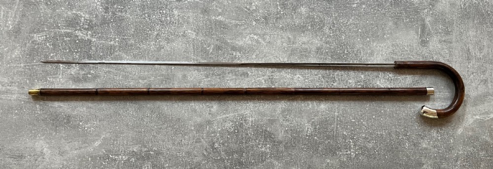 Crook Handled Palmwood Sword Stick with Silver Mounts View XIII