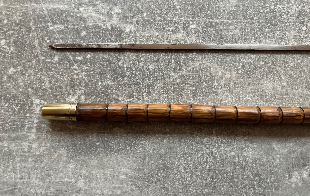 Edwardian Malacca Sword Cane with Silver Repousse Handle View V