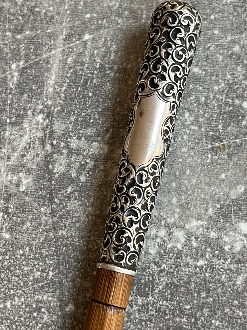 Edwardian Malacca Sword Cane with Silver Repousse Handle View VII