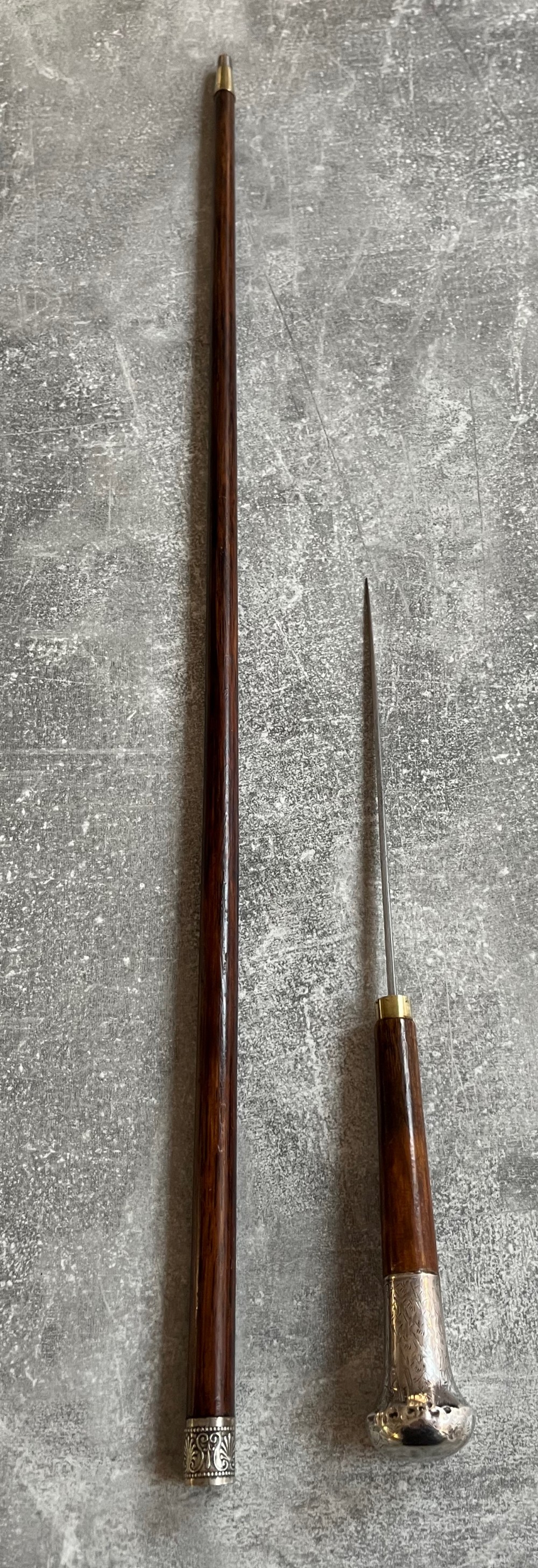 Edwardian Malacca Sword Cane with Silver Knop