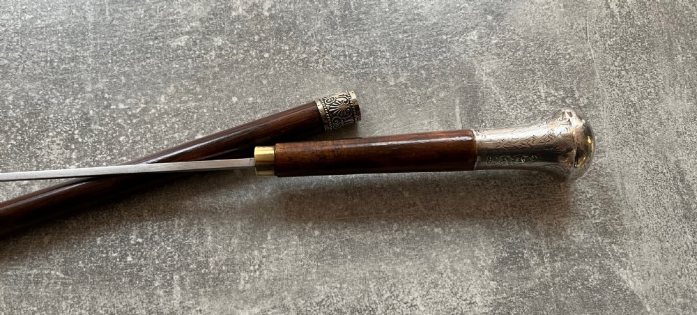 Edwardian Malacca Sword Cane with Silver Knop View X