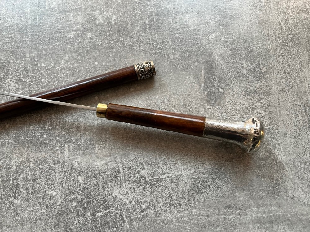 Edwardian Malacca Sword Cane with Silver Knop View XI
