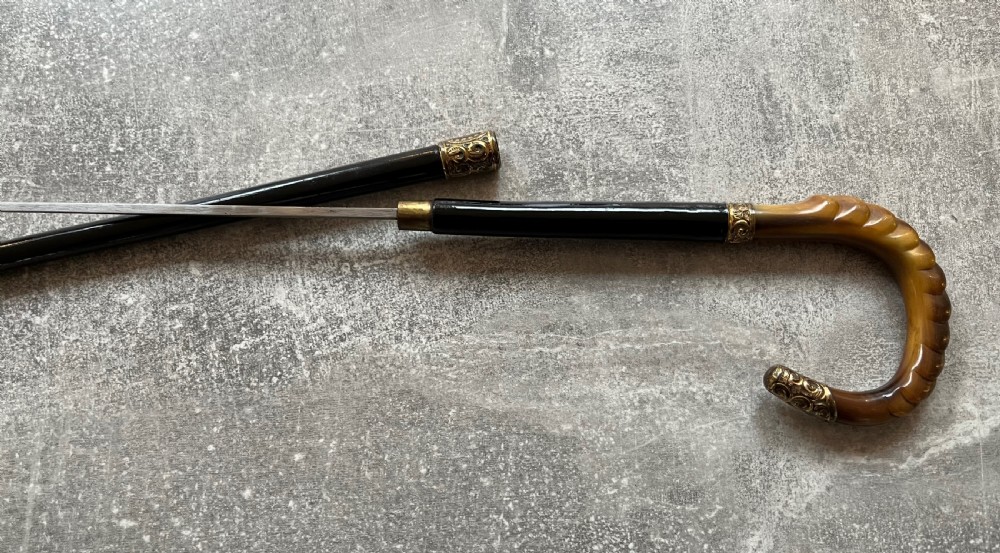 Ebony Sword Stick with Bone Handle and Gilt Mounts View III