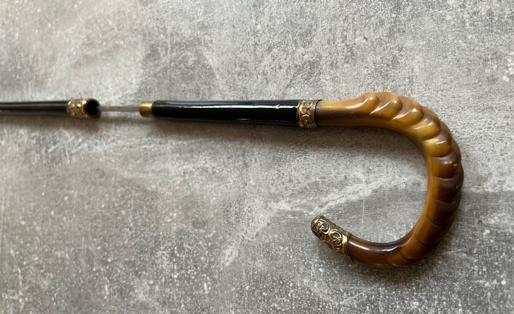 Ebony Sword Stick with Bone Handle and Gilt Mounts View IV