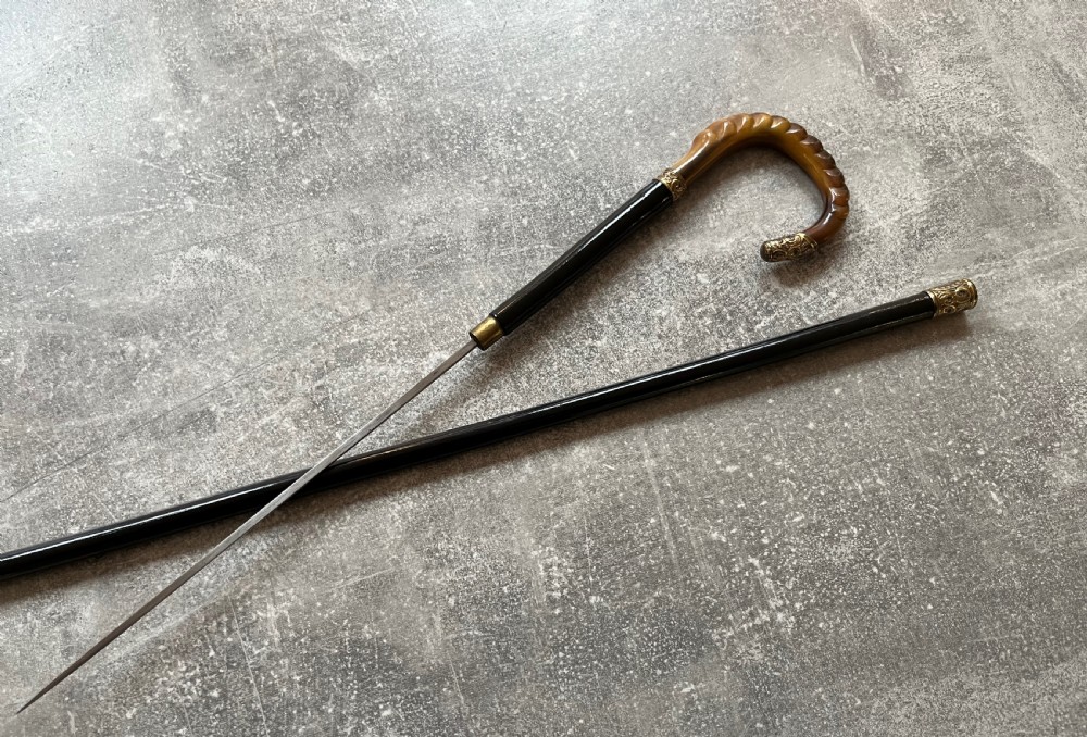 Ebony Sword Stick with Bone Handle and Gilt Mounts View VI