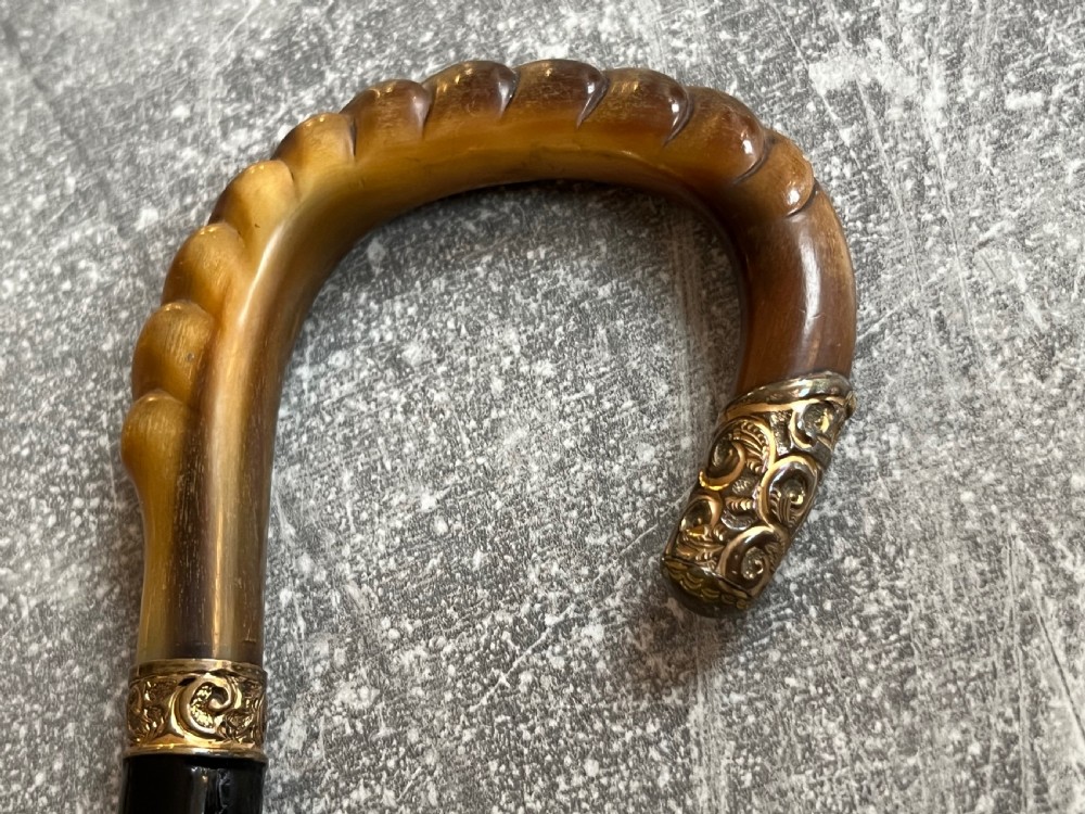 Ebony Sword Stick with Bone Handle and Gilt Mounts View VII