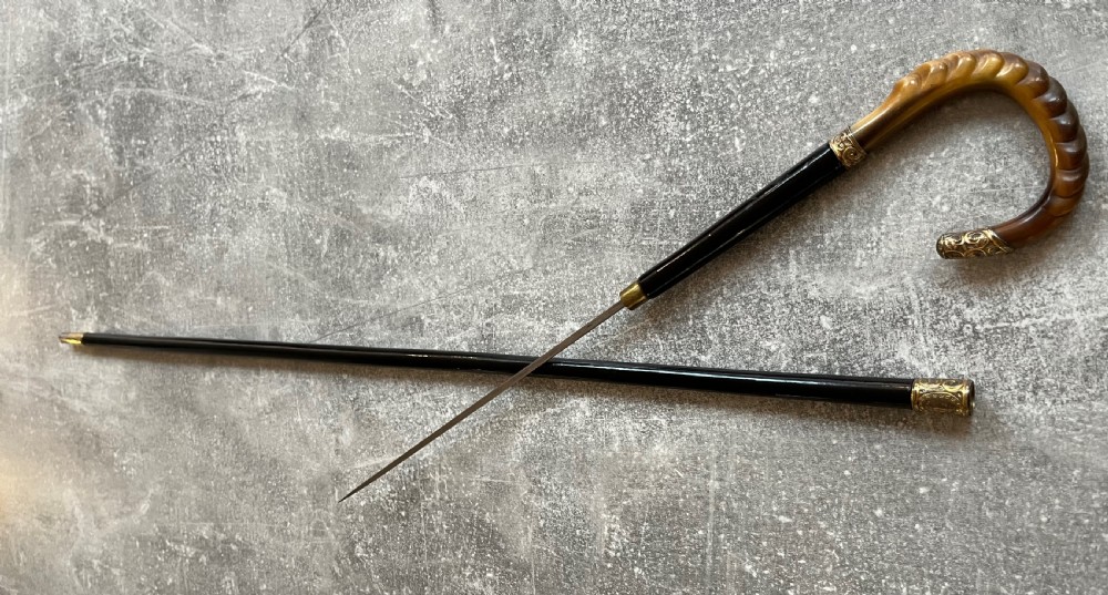 Ebony Sword Stick with Bone Handle and Gilt Mounts View IX