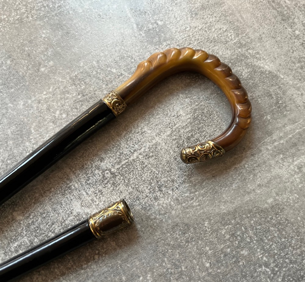 Ebony Sword Stick with Bone Handle and Gilt Mounts View XI