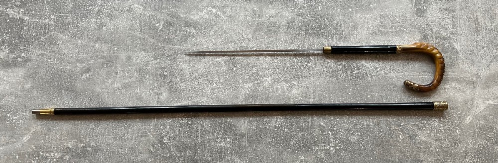 Ebony Sword Stick with Bone Handle and Gilt Mounts View XII