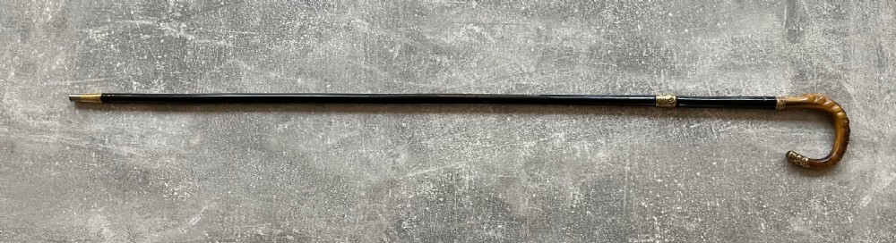 Ebony Sword Stick with Bone Handle and Gilt Mounts View XIII