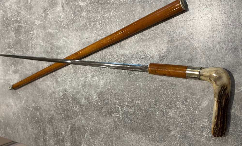 Antler Handled Malacca Sword Stick View X