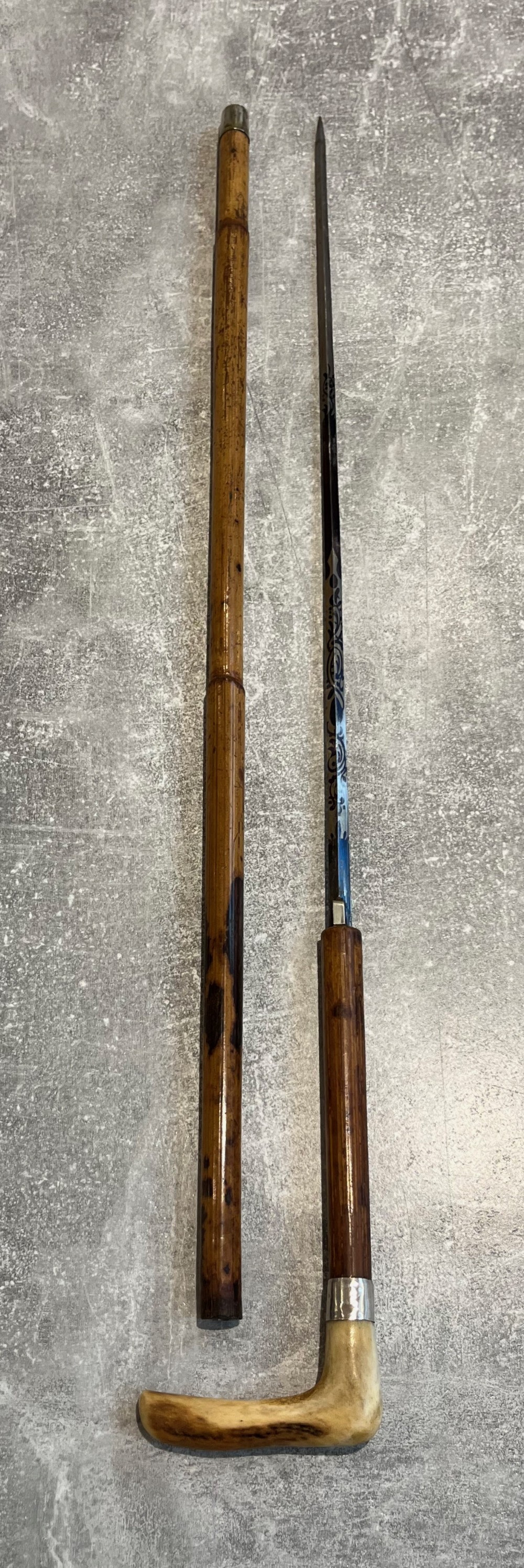 Late 19th Century Malacca Sword Stick with Antler Handle