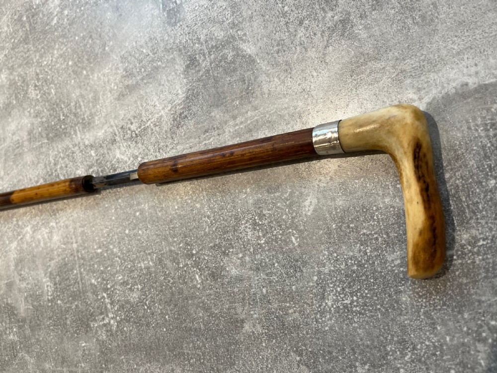 Late 19th Century Malacca Sword Stick with Antler Handle View III