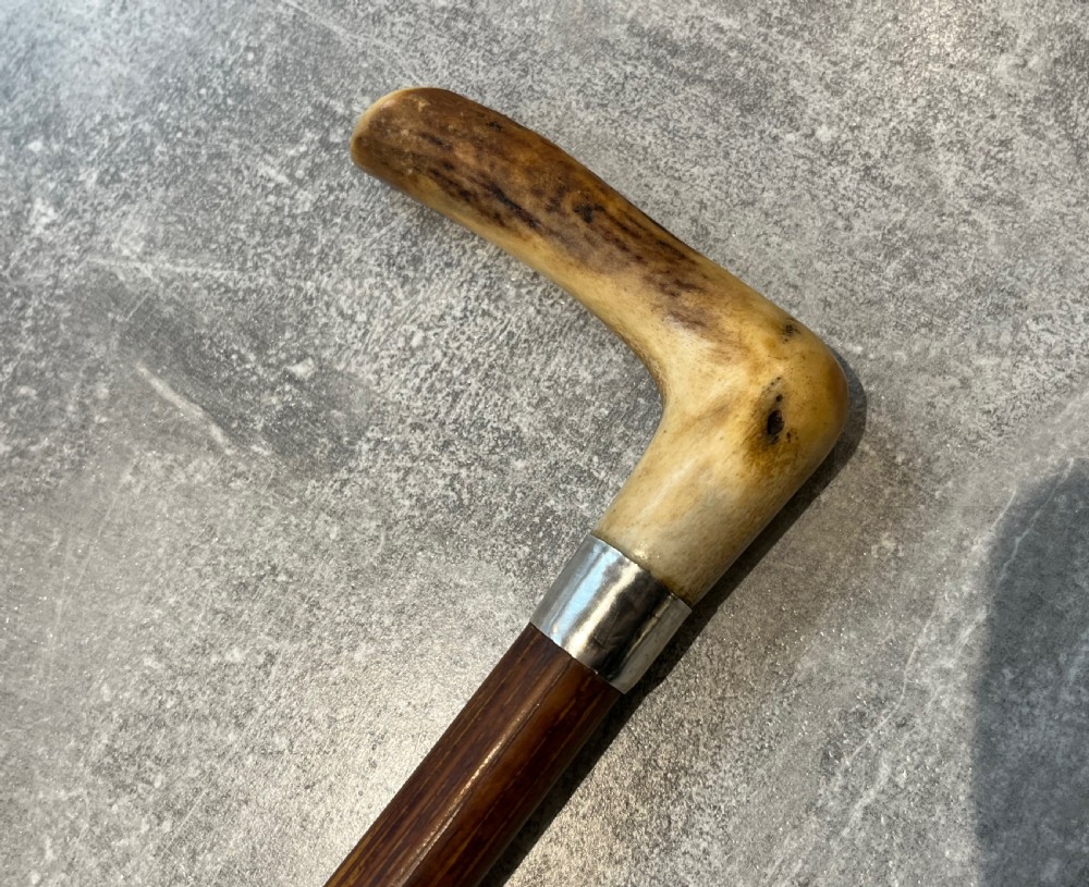 Late 19th Century Malacca Sword Stick with Antler Handle View X