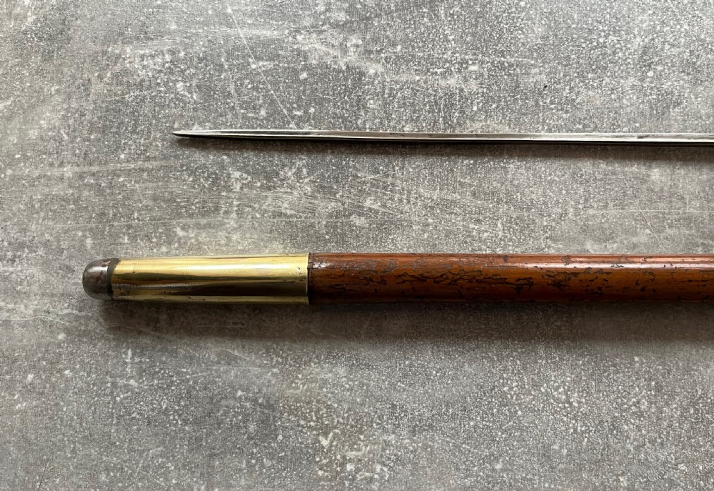 19th Century Malacca Sword Stick, Silver Collar, Lignum Vitae Handle. View X