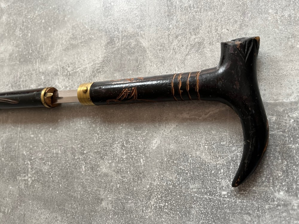 Early 20th Century Asian Black Lacquered Sword Stick. View III