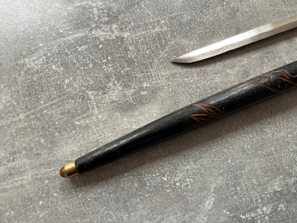 Early 20th Century Asian Black Lacquered Sword Stick. View VI