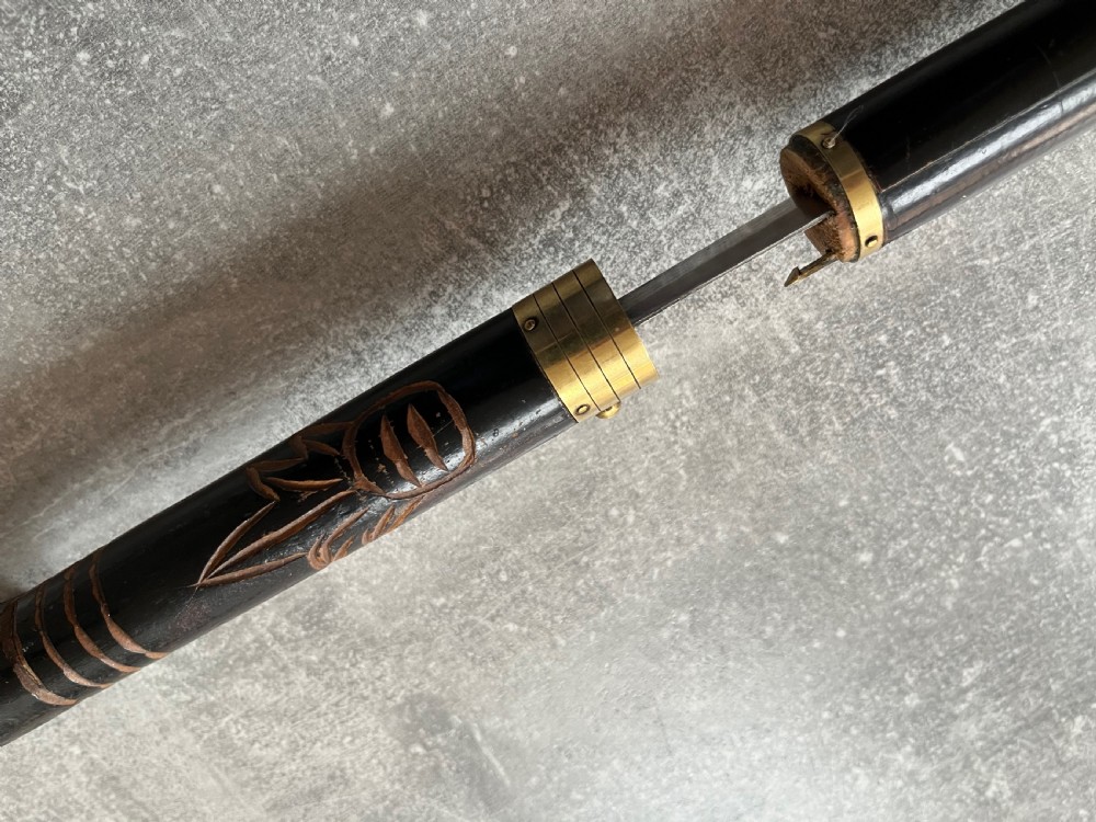 Early 20th Century Asian Black Lacquered Sword Stick. View XI