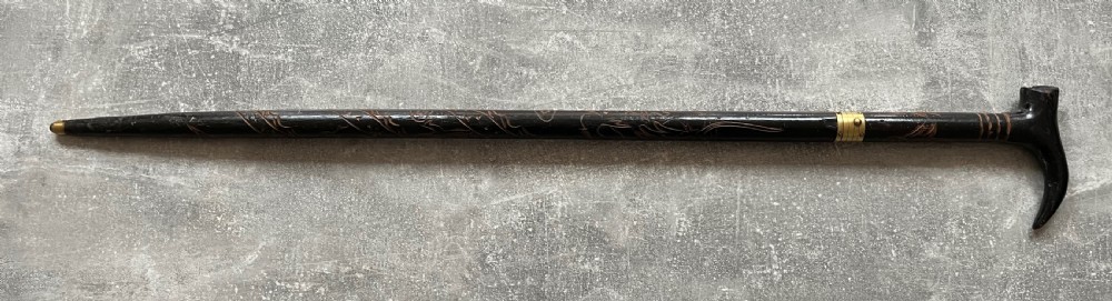 Early 20th Century Asian Black Lacquered Sword Stick. View XV