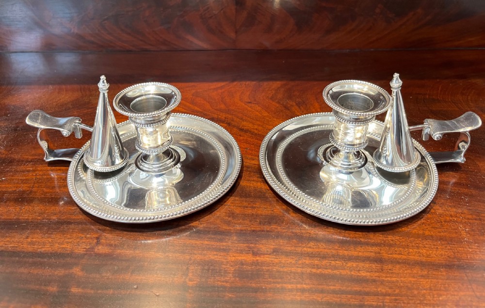 Pair of Silver Chambersticks, London 1879