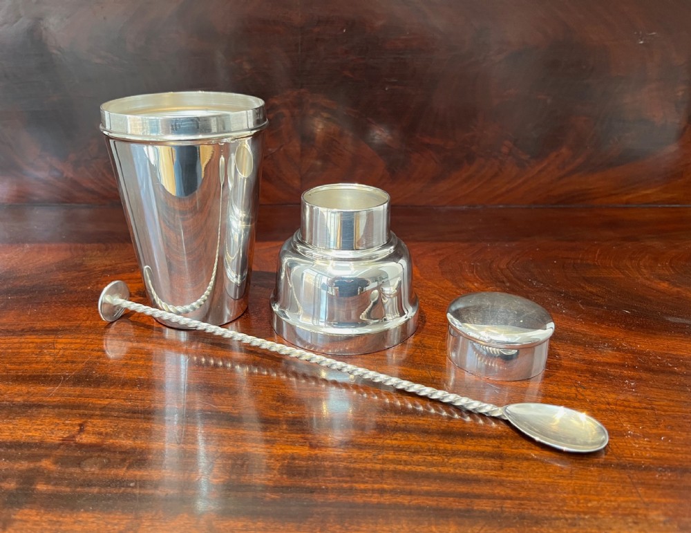 Silver Plated Cocktail Shaker & Swizzle Stick View IV