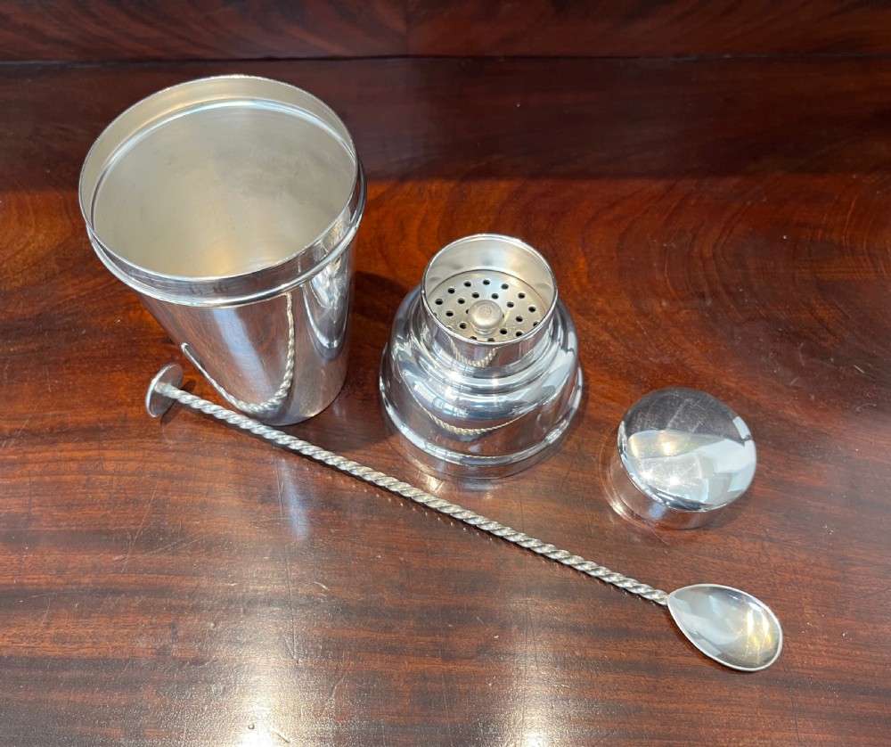 Silver Plated Cocktail Shaker & Swizzle Stick View V