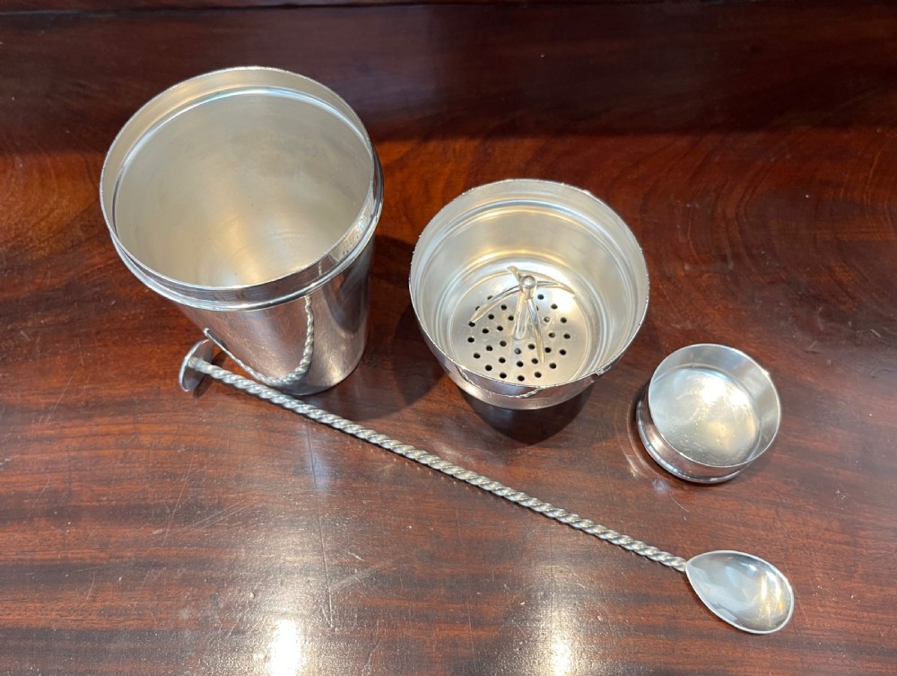 Silver Plated Cocktail Shaker & Swizzle Stick View VI