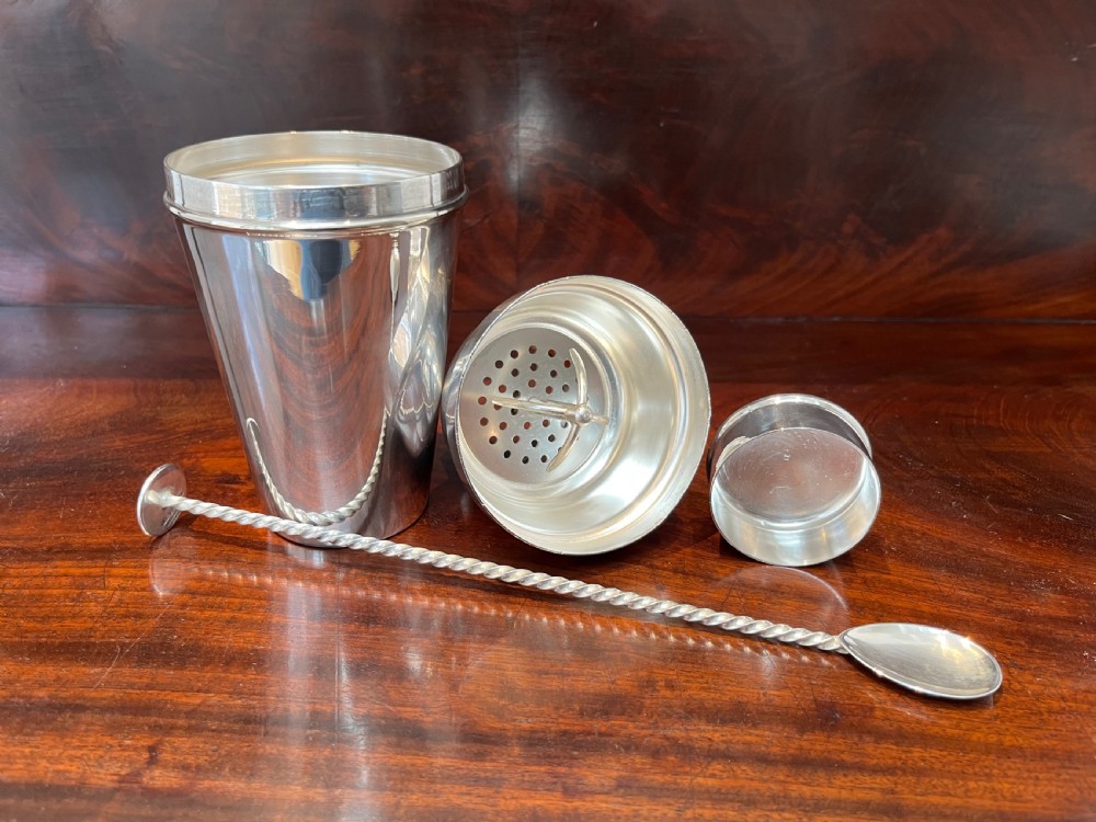 Silver Plated Cocktail Shaker & Swizzle Stick View VII
