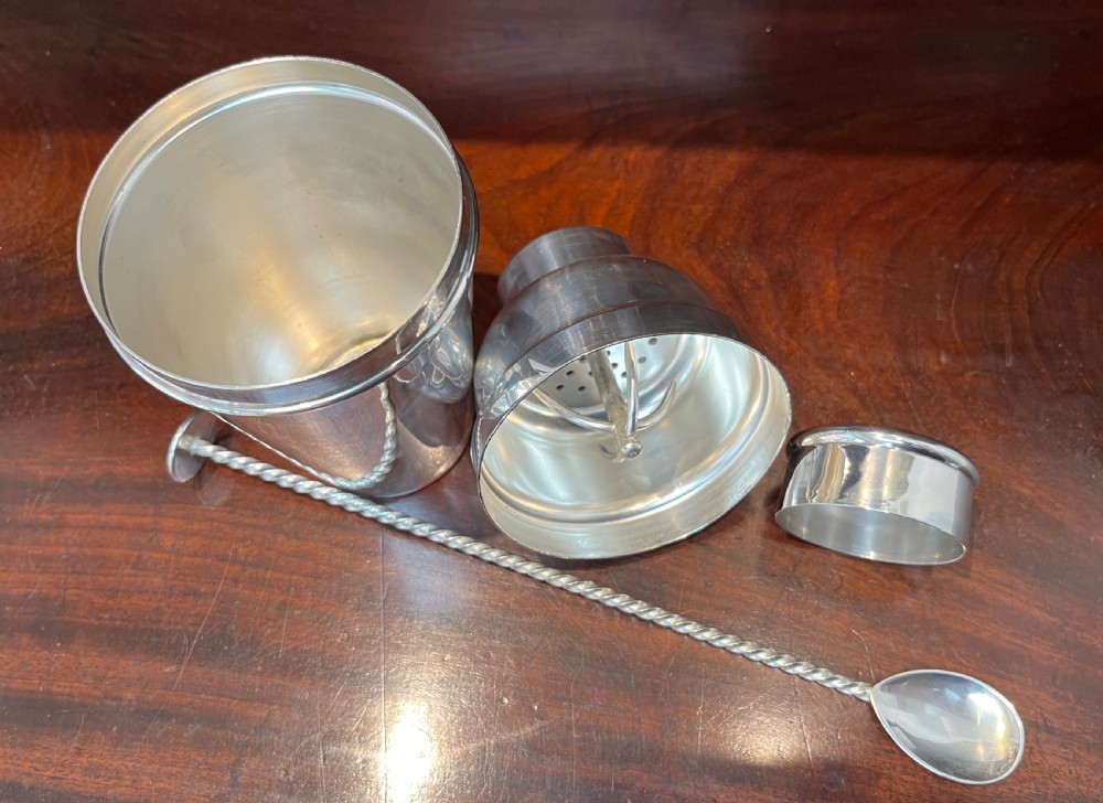Silver Plated Cocktail Shaker & Swizzle Stick View VIII