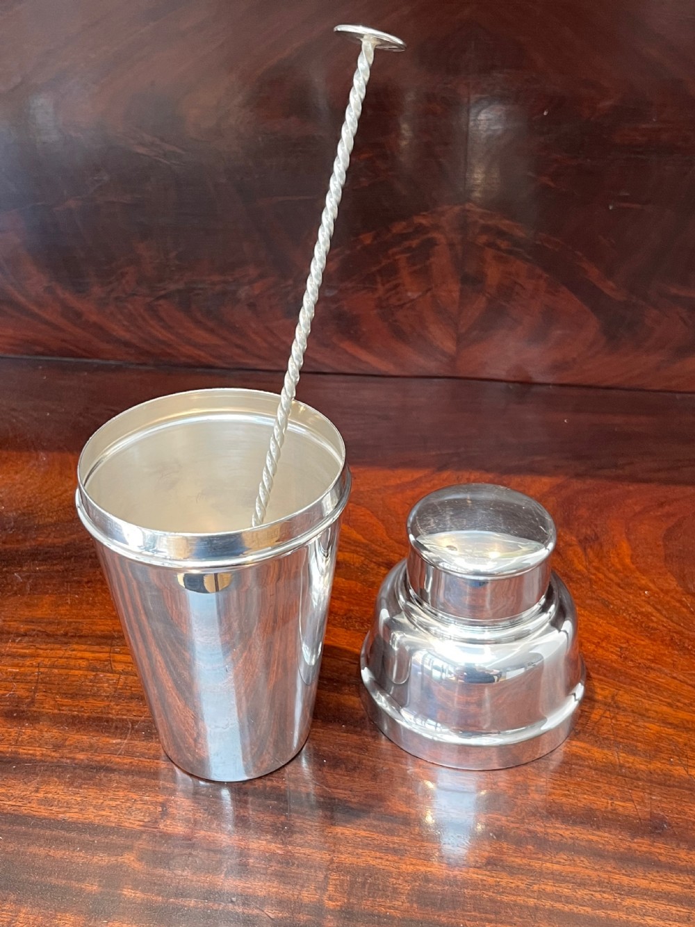 Silver Plated Cocktail Shaker & Swizzle Stick View X
