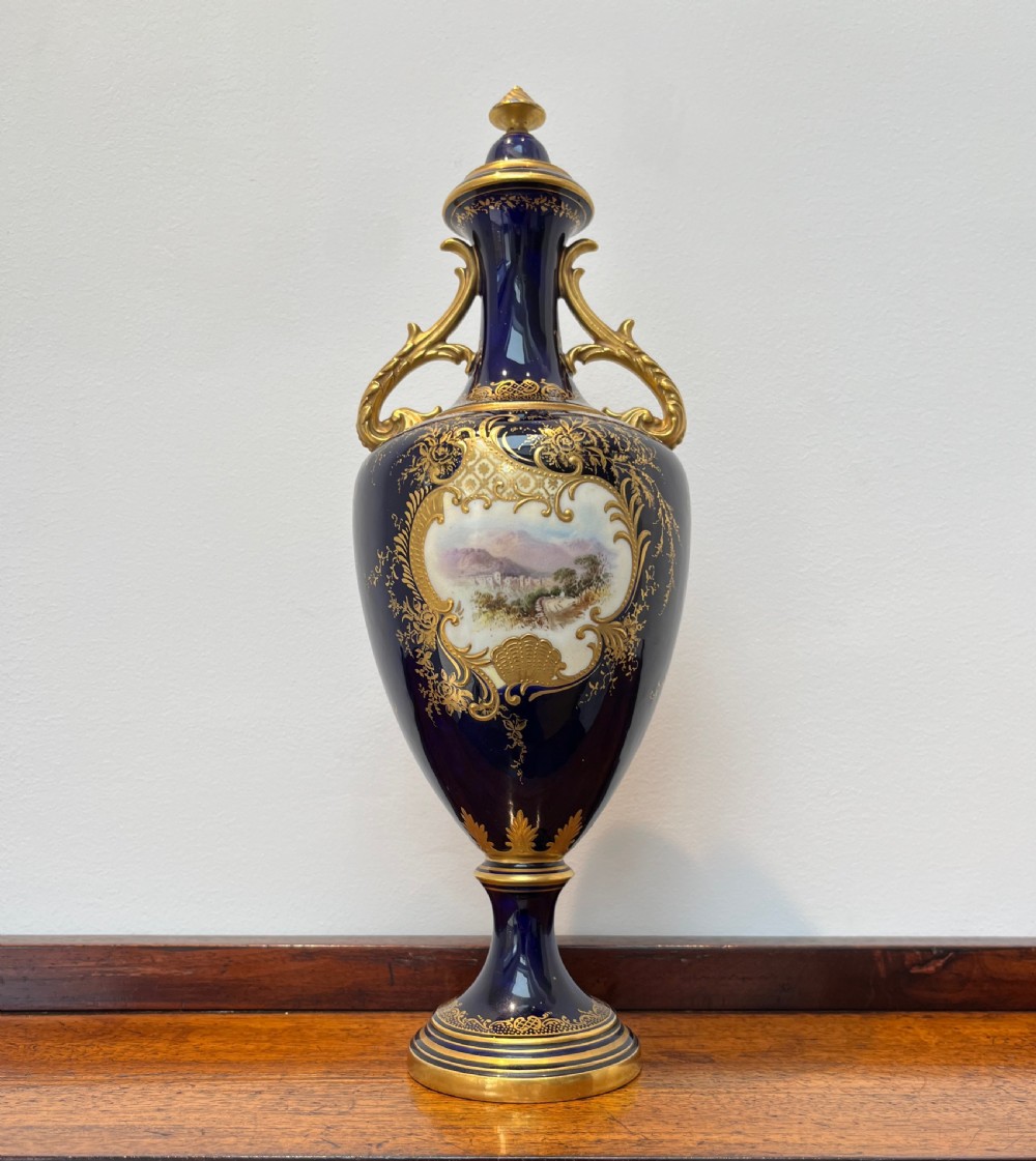 Twin Handled Coalport Vase & Cover
