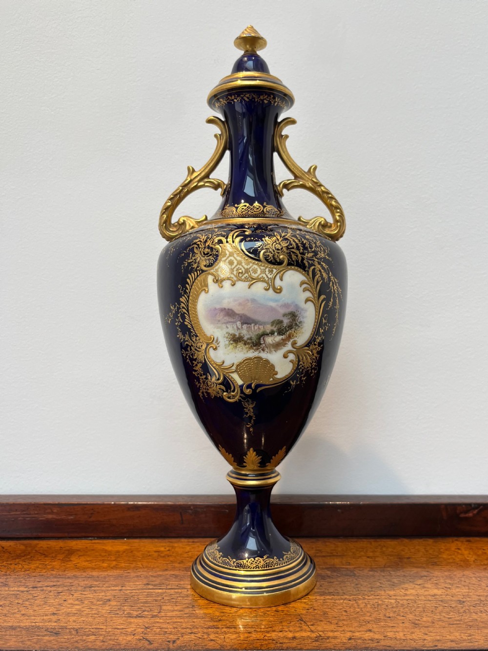 Twin Handled Coalport Vase & Cover View II