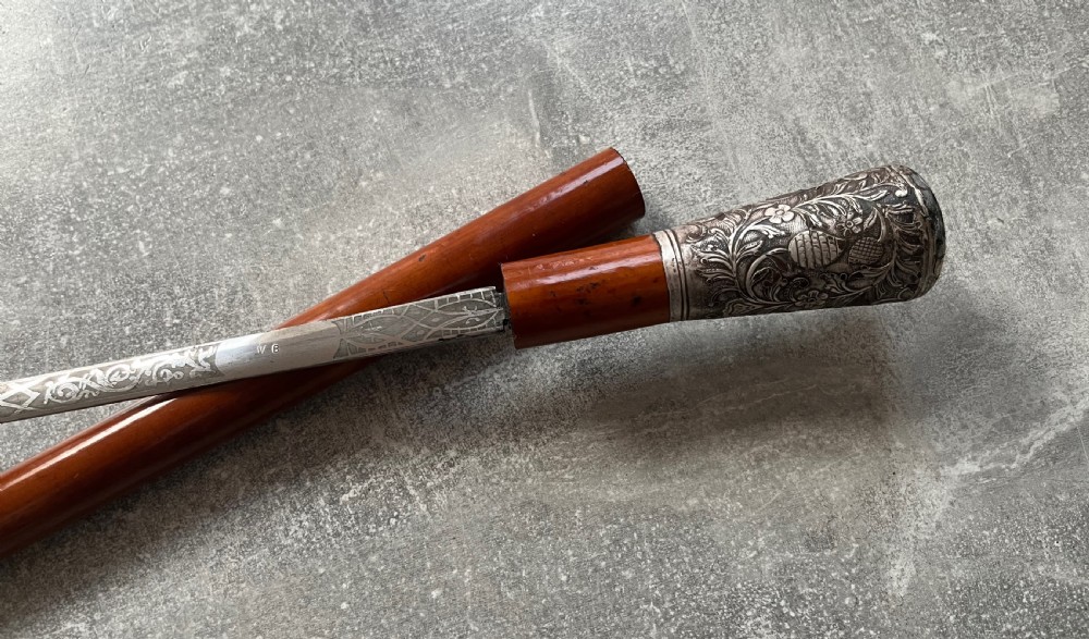 Silver Mounted Malacca Sword Stick View III