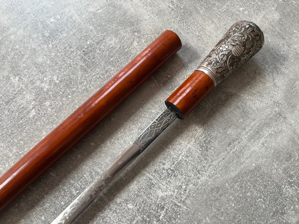 Silver Mounted Malacca Sword Stick View VI