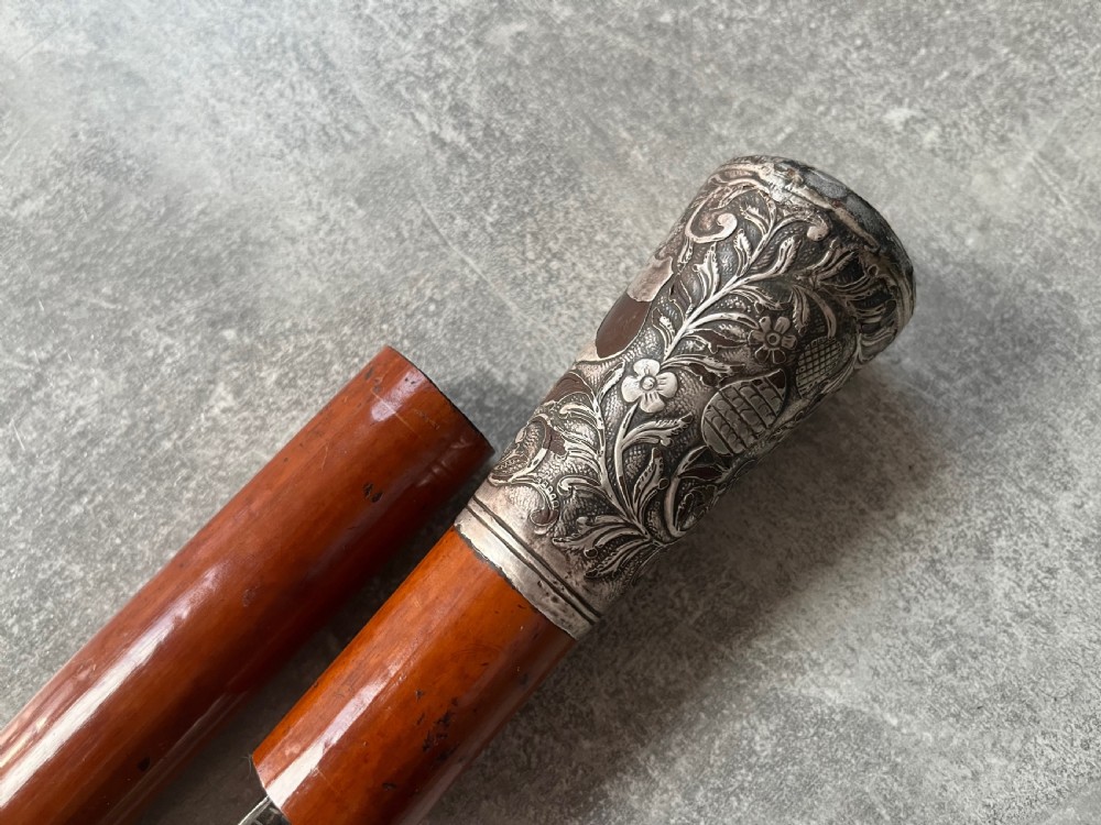 Silver Mounted Malacca Sword Stick View IX
