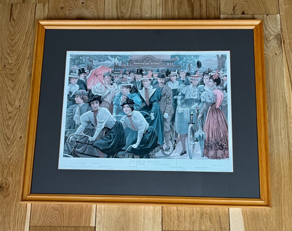 A framed Victorian colour lithograph depicting an equestrian crowd in Hyde Park London set within a light wood frame and wash line mount. View VII