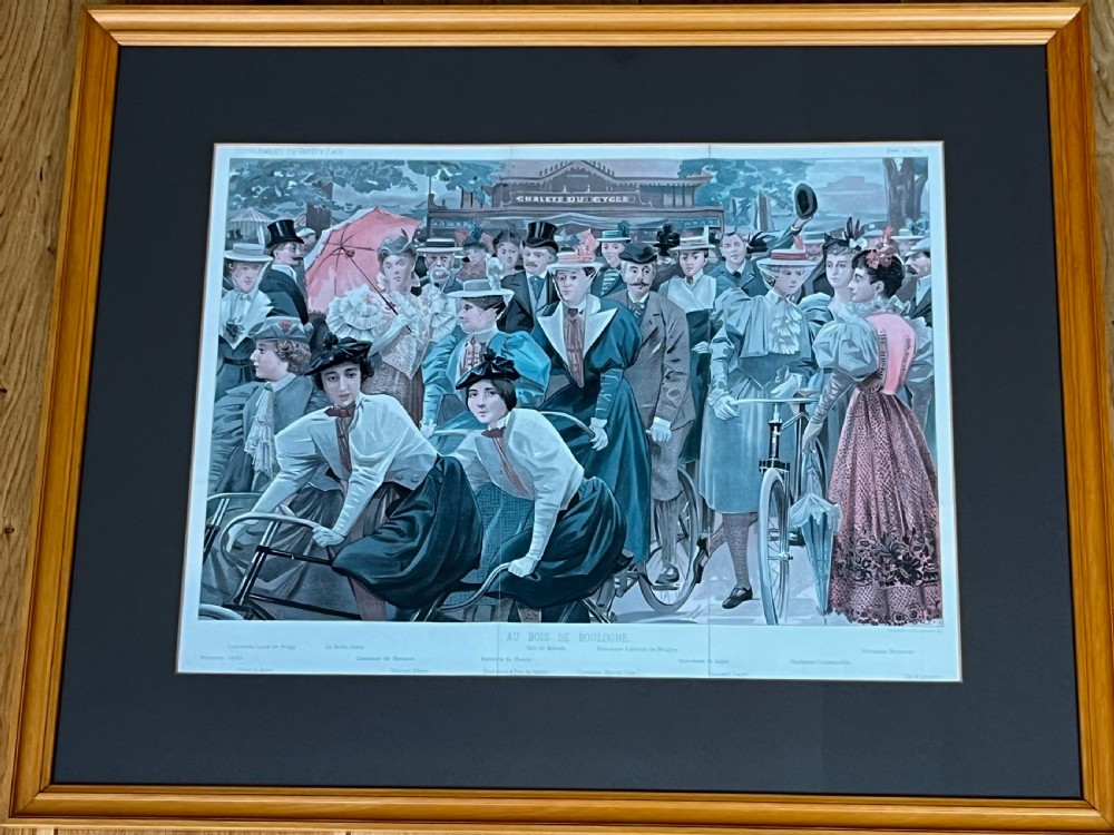 A framed Victorian colour lithograph depicting an equestrian crowd in Hyde Park London set within a light wood frame and wash line mount. View VIII