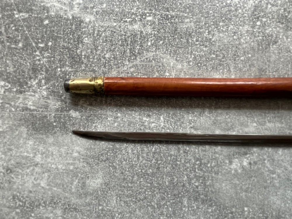 Slim Crook Handled Malacca Sword Stick Silver Collar View VII