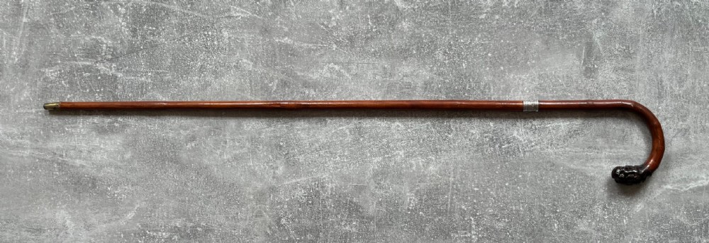 Slim Crook Handled Malacca Sword Stick Silver Collar View XIII